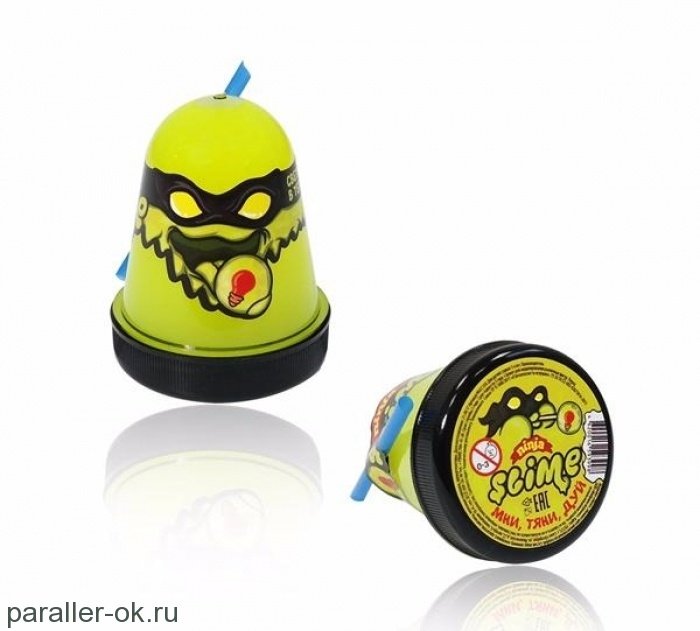 Slime "Ninja" слайм ниндзя  Желтый светится в темноте
