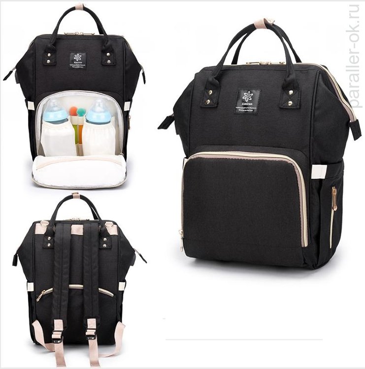 Рюкзак-сумка для мамы и малыша с USB черный