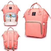 Рюкзак-сумка для мамы и малыша с USB Персиковый