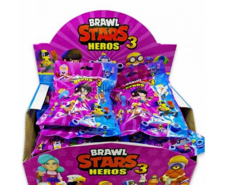 Набор из 24  сюрприз-пакетиков  Brawl Stars (Бравл Старс) 24 Большие фигурки+72 карточки 3 Серия